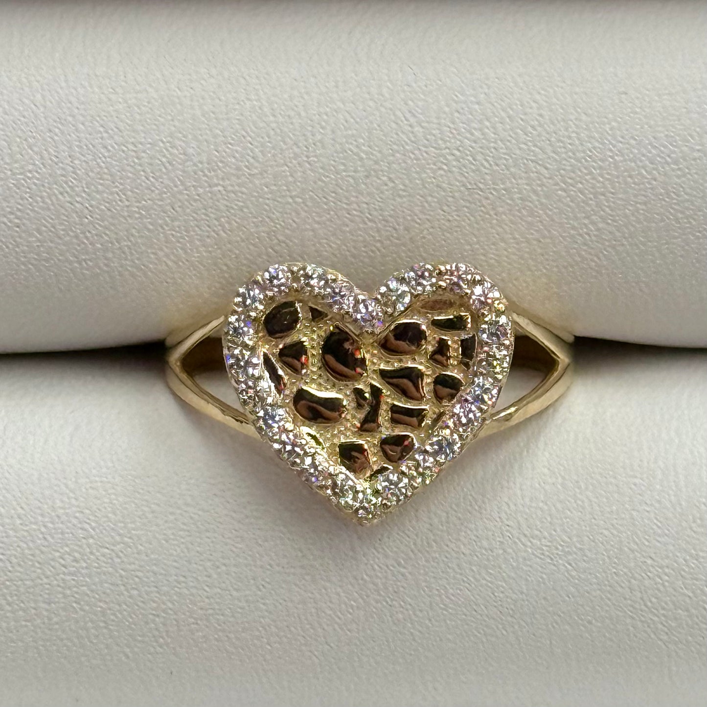 14k Cz Nugget Heart Ring